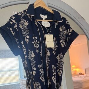 Entro Midnight Blue Floral Shirt Dress